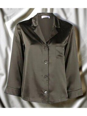 Eres Convive Silk Shirt Olive/Soir De Lune Size 1 Small New With Tags.
